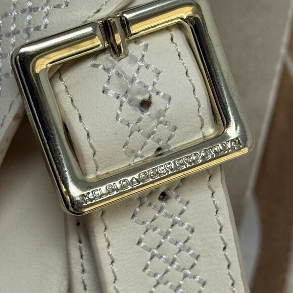 Kelsi Dagger White Strappy Sandals Gold Buckle Stitch Detail Size 7.5 Ankle Stra - Picture 6 of 9